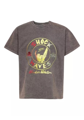Who Decides War embroidered-shock-waves T-shirt - Grey