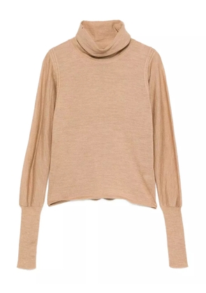 Gianfranco Ferré Pre-Owned 1990s turtleneck puff-sleeve sweater - Neutrals
