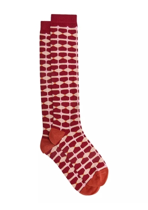 MALIPARMI geometric-pattern knee-high socks - Red