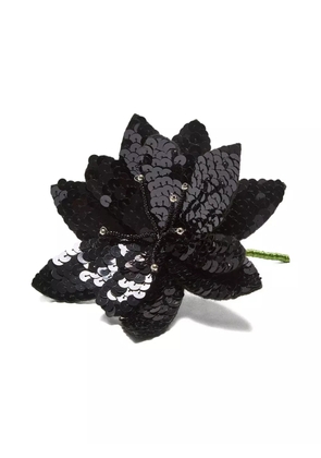 MALIPARMI sequin-flower brooch - Black