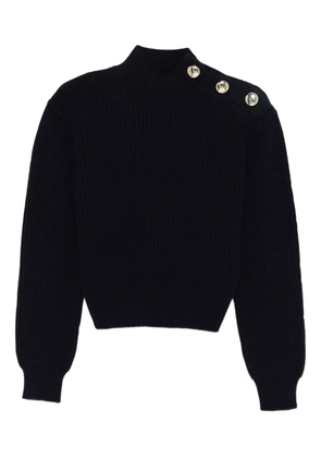 Maje high-neck button-detail sweater - Blue