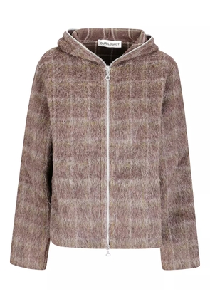 OUR LEGACY check-pattern zip-up cardigan - Brown