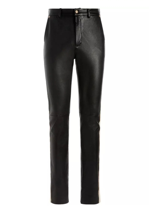 Bally stripe-detail leather tapered trousers - Black