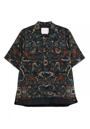 sacai paisley-pattern pocket shirt - Blue