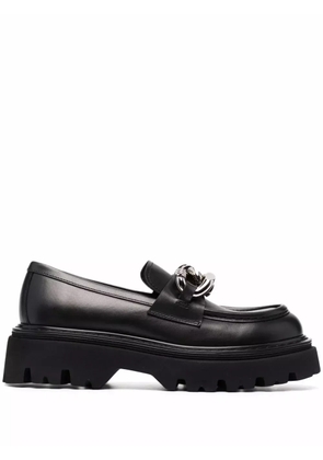 Casadei chain-detail chunky leather loafers - Black