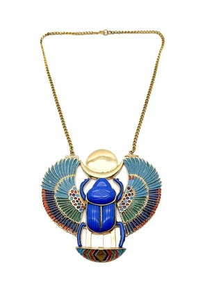 Jennifer Gibson Jewellery 1970s Egyptian Revival Scarab enamel necklace and cuff set - Gold