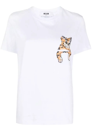 MSGM cat-embellished cotton T-shirt - White