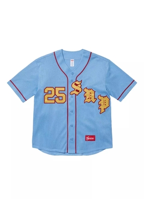 Supreme Old English 'SS 25 - Light Blue' baseball jersey