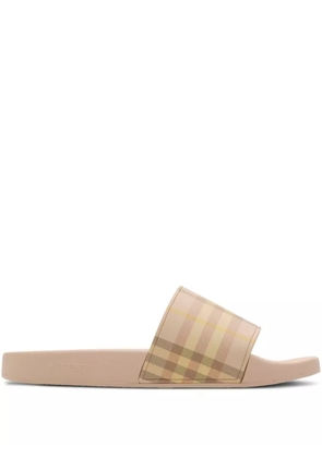 Burberry checkered pool slides - Neutrals