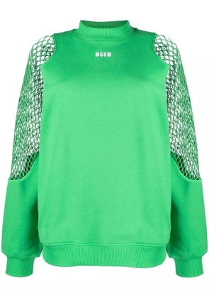 MSGM mesh-detail crew neck sweatshirt - Green