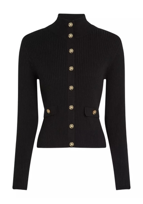 Karl Lagerfeld ribbed high-neck button cardigan - Black