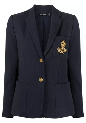 Lauren Ralph Lauren embroidered-logo single-breasted blazer - Blue