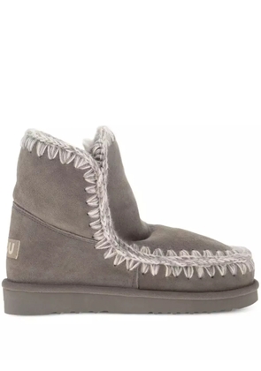 Mou whipstitch-trims suede ankle boots - Grey