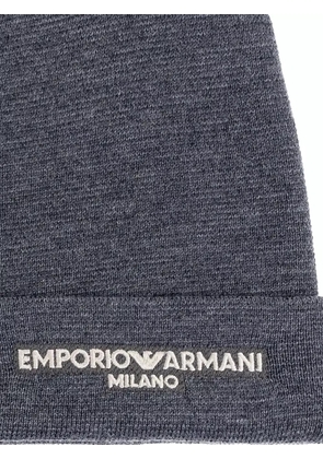 Emporio Armani logo-embroidered wool beanie - Grey