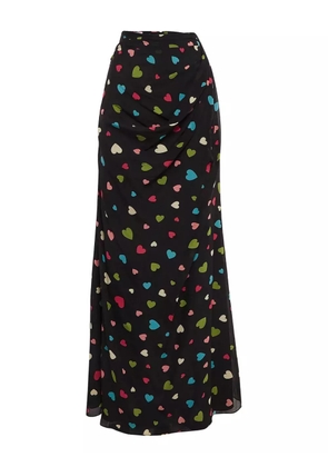 Moschino Pre-Owned heart-print silk skirt - Black