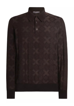 Dolce & Gabbana geometric-pattern polo shirt - Brown