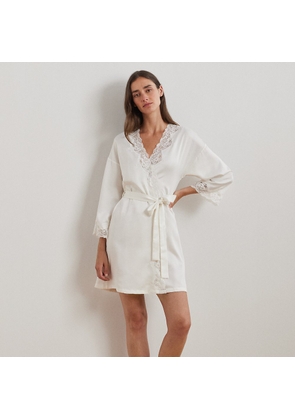 Lace-Trim Satin Robe