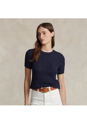 Cable-Knit Cotton Short-Sleeve Jumper