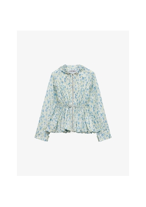 Womens Loewe Floral-Print Silk-Woven Windbreaker Jacket