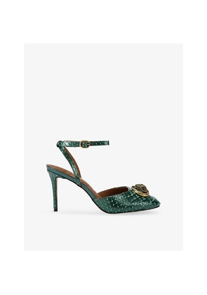 Womens Kurt Geiger London Chelsea Snakeskin-Embossed Leather Courts