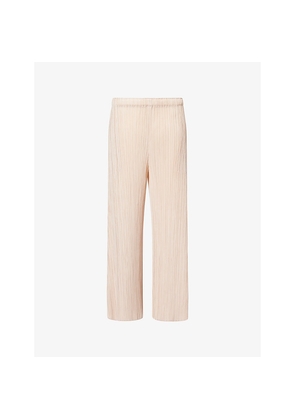 Womens Pleats Please Issey Miyake Wide-Leg High-Rise Knitted Trousers