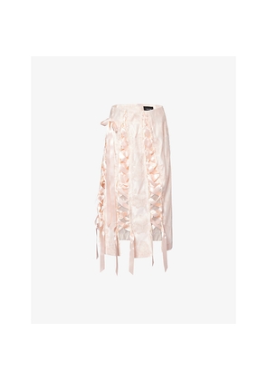 Womens Simone Rocha Unraveling Ribbon Brocade Midi Skirt