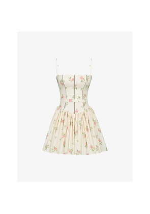 Womens House of CB Ysabella Floral-Print Stretch-Cotton Mini Dress