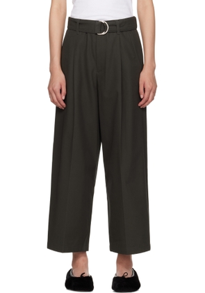 Maria McManus Gray Belted Wide Leg Crop Trousers