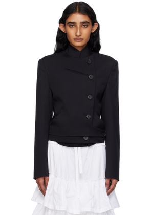 OPEN YY Black Wool Double-Breasted Blazer