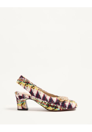 Valentino Garavani Adamantine Slingback Pumps In Tweed 60Mm Woman MULTICOLOUR/BUTTER 39