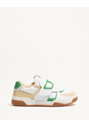 Valentino Garavani Joie De Jouer Low-Top Trainer In Nappa Calfskin Man WHITE/SHELL/GREEN 38