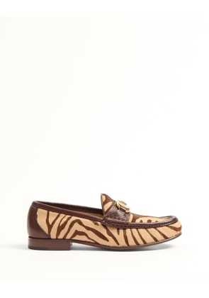 Valentino Garavani Vlogo Signature Pony-Effect Calfskin Loafer 20Mm Woman BEIGE/BARK BROWN 40