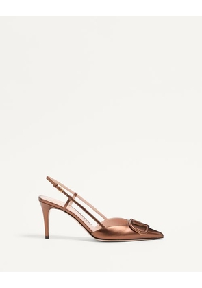 Valentino Garavani Vlogo Signature Slingback Pump In Laminated Nappa Leather 80Mm Woman BRONZE 34.5