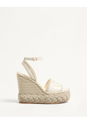 Valentino Garavani Vlogo Torchon Wedge Sandal In Nappa 130Mm Woman IVORY 40