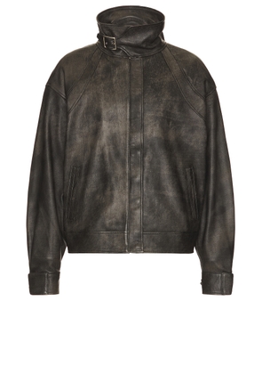 Mimchik Buckle Aviator Jacket in Vintage Black - Black. Size L (also in ).