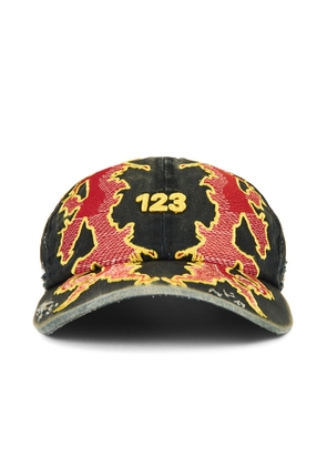RRR123 Lambs Cap in Black & Red - Black. Size all.
