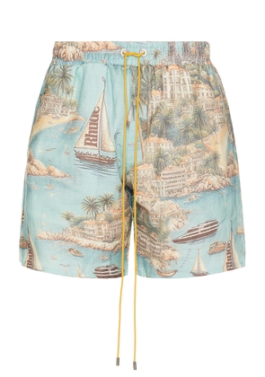 Rhude Sailing Map Swim Shorts in Multi - Teal. Size M (also in ).