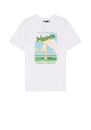 Polo Ralph Lauren Short Sleeve Wimbledon Court Print T-Shirt in Ceramic White - White. Size L (also in ).