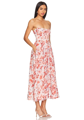 Bardot Lola Corset Midi Dress in Red. Size 6. Also in 10, 4, 8.