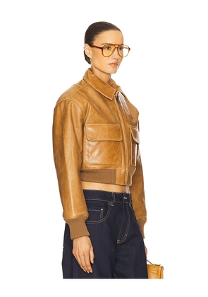 Helsa The Leather Bomber Jacket in Tan. Size L. Also in M, XL.
