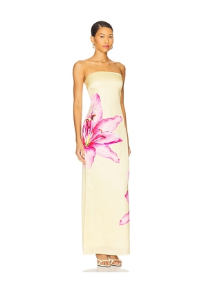 MORE TO COME Lyza Strapless Maxi Dress in Lemon. Size L. Also in M, S, XL, XS, XXS.