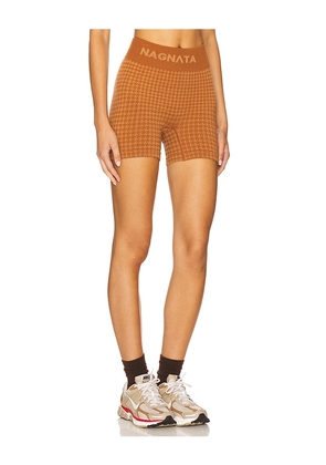 Nagnata Houndstooth Wool Mini Short in Brown. Size L. Also in M, S.