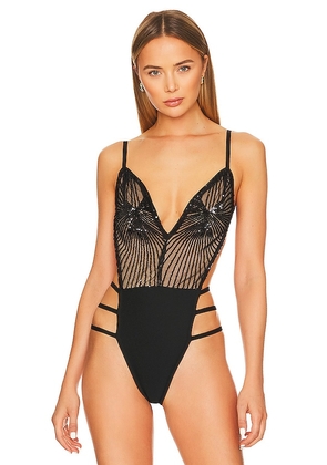 superdown Lucinda Cut Out Bodysuit in Black. Size M. Also in L, S, XL, XS, XXS.