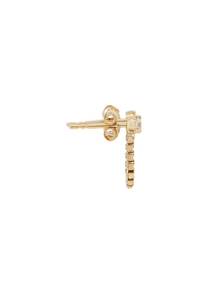 STONE AND STRAND Diamond Block Chain Double Stud Earring in Metallic Gold.