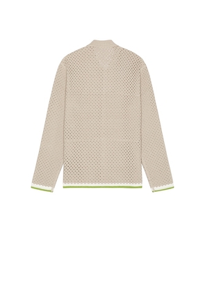 Scotch & Soda Crochet Long Sleeve Shirt in Taupe. Size L. Also in S, XL/1X.