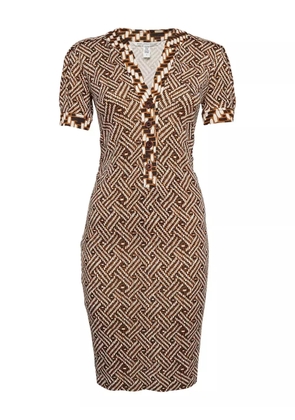 Diane Von Furstenberg Vintage geometric-print silk mini dress - Brown
