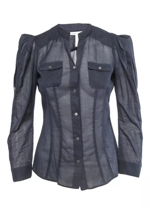 Diane Von Furstenberg Vintage puff-sleeved buttoned shirt - Blue