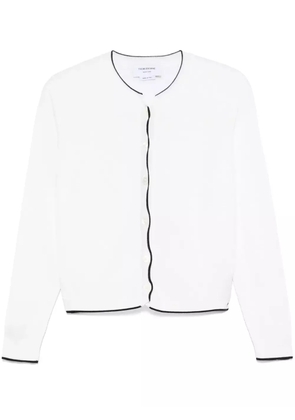 Thom Browne 4 Bar Stripes textured cardigan - White