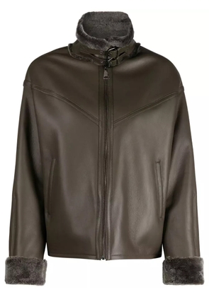 Manzoni 24 shearling-trim leather jacket - Brown