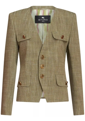 ETRO slub-effect single-breasted jacket - Green